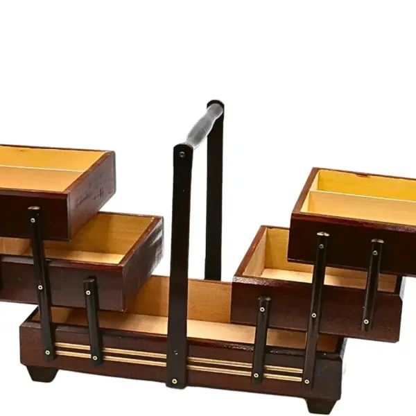 Dekohelden24 Sewing Box Made of Veneer Wood with 7 compartments in Brown, L/W/H 42 x 20 x 21 cm, 42 cm