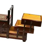 Dekohelden24 Sewing Box Made of Veneer Wood with 7 compartments in Brown, L/W/H 42 x 20 x 21 cm, 42 cm