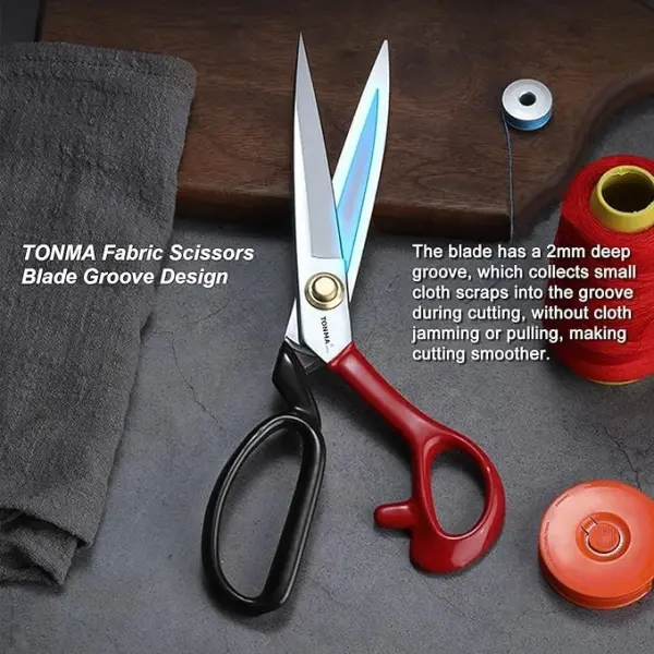 TONMA Fabric Scissors [Made in Japan] 10 Inch Professional Sewing Scissors for Tailoring Heavy Duty Japanese Solid Steel Tailor Shears for Leather Cutting Home Office Artists Dressmakers