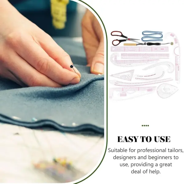 ARTIBETTER 14pcs Sewing Rulers and Curve Pattern Ruler Set with Tracing Wheel for Beginners and Designers, Multifunctional Fabric Cutting Tool Kit for Pattern Making and Tailoring