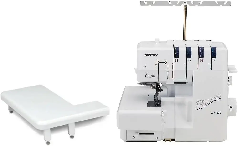 Brother AIR1800 Air Serger with Jet Air Threading, 2/3/4 Thread, LED Lit Work Area, Plus Wide Table Extension and 4-Piece Thread Cones Starter Pack