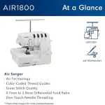 Brother AIR1800 Air Serger with Jet Air Threading, 2/3/4 Thread, LED Lit Work Area, Plus Wide Table Extension and 4-Piece Thread Cones Starter Pack