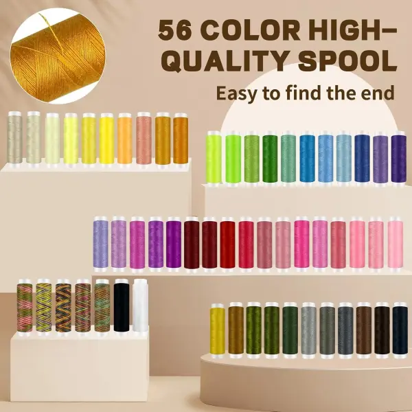 305Pcs Sewing Kit for Adults, 56Color Thread Spools, Portable Needle and Thread Kit for Sewing, with Scissors and Accessories for Adults, Beginner, Home, Travel, Emergency Sewing Kits