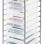 Rolling Storage Cart with 10 Drawers, Versatile Utility Cart with Wheels for Tool Paper Scrapbook Art Supply, Mobile Craft Organizer Cart for Home Office School (Clear)
