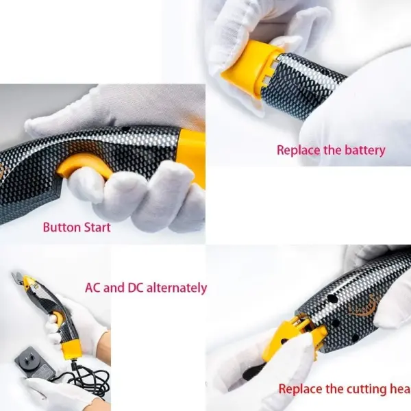Electric Fabric Scissors, Cordless with 3 Blades (2 All-Purpose + 1 Shoe Pattern), Rechargeable Cutter for Sewing, Cardboard, Leather, Craft Cutting Tools (2Pcs All-Purpose Blade+1Pcs Shoe Blade)