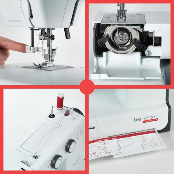 Bernette B35 Sewing Machine for Beginners | 23 Built-In Stitches, 7 Presser Feet, One-Step Buttonhole | Includes Cutting Mat, Scissors, Bobbins, Seam Ripper, Screwdriver, Foot Pedal & Accessories