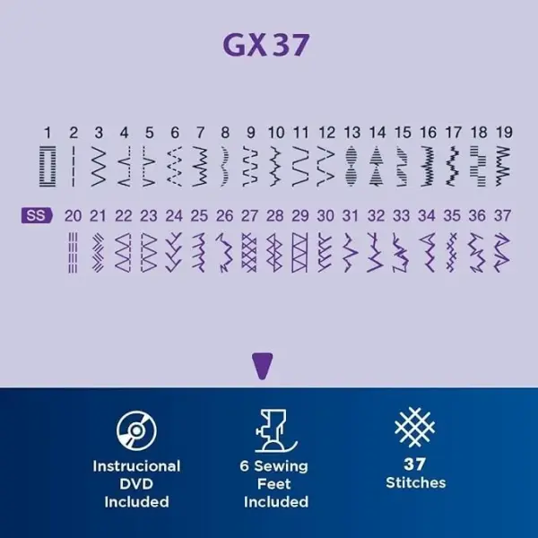 Brother GX37 37-Stitch Sewing Machine, and SASEW6 6-Piece Premium Sewing Thread Pack, SA520 Water Soluble Stabilizer