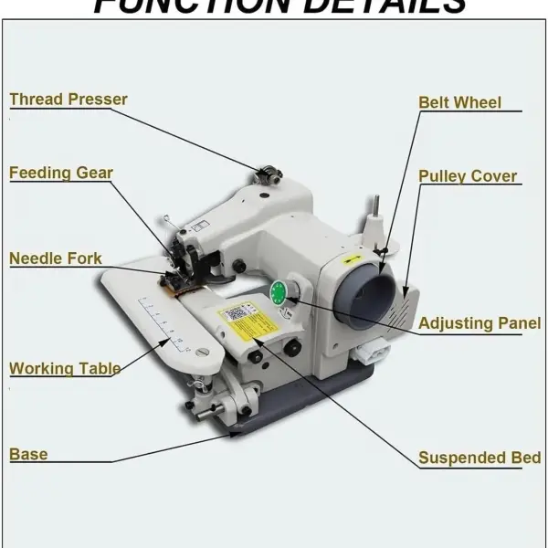 Portable Blind Stitch Hemming Sewing Embroidery Machine 1200rpm Speed 3-8mm Needle Pitch Hemming Pants Pedal 10 Needles