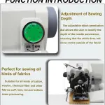 Portable Blind Stitch Hemming Sewing Embroidery Machine 1200rpm Speed 3-8mm Needle Pitch Hemming Pants Pedal 10 Needles