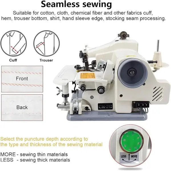 Portable Blind Stitch Hemming Sewing Embroidery Machine 1200rpm Speed 3-8mm Needle Pitch Hemming Pants Pedal 10 Needles
