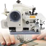 Portable Blind Hemming Machine 1200RPM, Adjustable Stitch Pitch 3-8mm, Single Needle Chain Stitcher for Pants Cuffs, Includes Foot Pedal & Needles, Compact Electric Sewing Tool