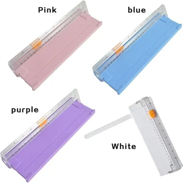 Malockos Mini Paper Cutter Tailoring Portable Scrapbook Metal Blade Guillotine Cutting Tool Non-slip Cushion Scale - Tool Parts - - (Color: White)
