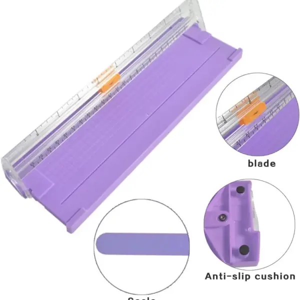 Malockos Mini Paper Cutter Tailoring Portable Scrapbook Metal Blade Guillotine Cutting Tool Non-slip Cushion Scale - Tool Parts - - (Color: White)