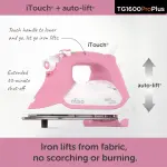 oliso TG1600 ProPlus Auto-Lift Steam Iron - Sewing Quilting & Clothes Ironing – 1800W, Rosé
