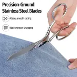 BoFuYuan 8 Inch Professional Stainless Steel Fabric Scissors | Sharp Precision Blades, Bent Handle, Ambidextrous, Tailor Shears for Sewing Quilting Dressmaking Crafting