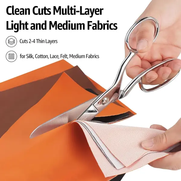 BoFuYuan 8 Inch Professional Stainless Steel Fabric Scissors | Sharp Precision Blades, Bent Handle, Ambidextrous, Tailor Shears for Sewing Quilting Dressmaking Crafting