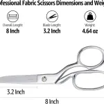 BoFuYuan 8 Inch Professional Stainless Steel Fabric Scissors | Sharp Precision Blades, Bent Handle, Ambidextrous, Tailor Shears for Sewing Quilting Dressmaking Crafting