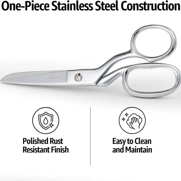 BoFuYuan 8 Inch Professional Stainless Steel Fabric Scissors | Sharp Precision Blades, Bent Handle, Ambidextrous, Tailor Shears for Sewing Quilting Dressmaking Crafting