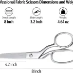 BoFuYuan 8 Inch Professional Stainless Steel Fabric Scissors | Sharp Precision Blades, Bent Handle, Ambidextrous, Tailor Shears for Sewing Quilting Dressmaking Crafting