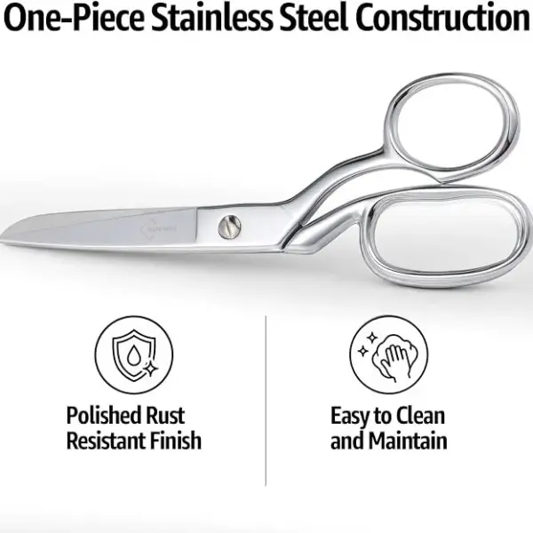 BoFuYuan 8 Inch Professional Stainless Steel Fabric Scissors | Sharp Precision Blades, Bent Handle, Ambidextrous, Tailor Shears for Sewing Quilting Dressmaking Crafting