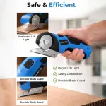 AUDRILO Electric Scissors Cordless Rechargeable Fabric Cutter, Cardboard Cutter, 4V 2000 mAh Electric Cutter, Portable Cutting Tool, USB Charging DIY Craft Tailoring for Cloth, Leather, Carpet - Blue