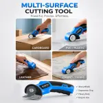 AUDRILO Electric Scissors Cordless Rechargeable Fabric Cutter, Cardboard Cutter, 4V 2000 mAh Electric Cutter, Portable Cutting Tool, USB Charging DIY Craft Tailoring for Cloth, Leather, Carpet - Blue