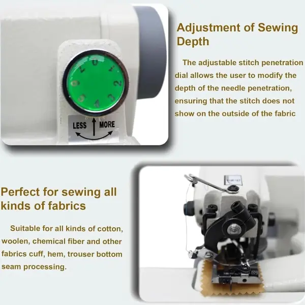 Portable Blind Hemming Machine 1200RPM Desktop Stitcher for Dresses Skirts Coats Adjustable Speed Foot Control Single Thread Sewing Tool for Home Tailoring Alterations