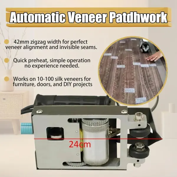 Portable Cycloidal Veneer Patchwork Machine, Automatic Mechanical Sewing Tool with Thread, for Wood Panel Stitching, Upholstery Crafting Single