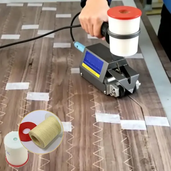 Portable Cycloidal Veneer Patchwork Machine, Automatic Mechanical Sewing Tool with Thread, for Wood Panel Stitching, Upholstery Crafting Single