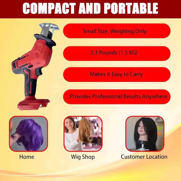 Cordless Wig Sewing Inject Machine, 1000W Handheld Hair Weaving Tool, Wig Tying Machine, 5000 RPM, with Dual Batteries for Salon & Home Use