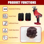 Cordless Wig Sewing Inject Machine, 1000W Handheld Hair Weaving Tool, Wig Tying Machine, 5000 RPM, with Dual Batteries for Salon & Home Use