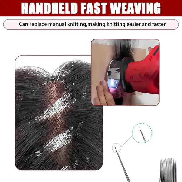 Cordless Wig Sewing Inject Machine, 1000W Handheld Hair Weaving Tool, Wig Tying Machine, 5000 RPM, with Dual Batteries for Salon & Home Use