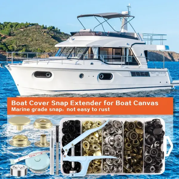 508PCS Heavy Duty Snap Fastener Tool, Canvas Snap Kit, Stainless Steel Snaps,5/8 inche Snap Fastener Kit, Snap Button Kit for Boat Cover, Repairing Boat Covers, Canvas, Sewing Tarps, Bag,Jeans,Clothes