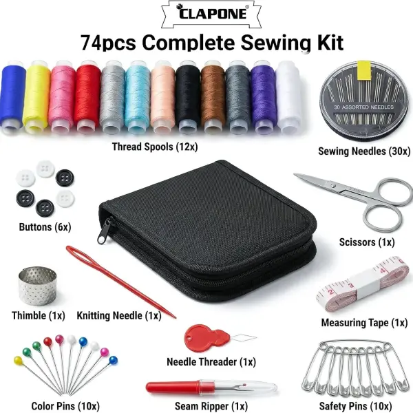 85 Pieces Sewing Kit Box with Thread, Needles & Scissors – Complete Sui Dhaga Tailoring Accessories Set with Needle Threader, Measuring Tape & Buttons – Portable Travel Stitching Kit for Home & Sewing