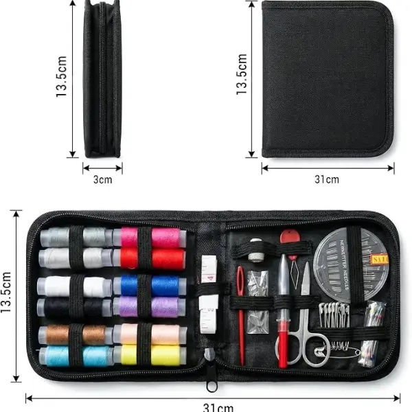 85 Pieces Sewing Kit Box with Thread, Needles & Scissors – Complete Sui Dhaga Tailoring Accessories Set with Needle Threader, Measuring Tape & Buttons – Portable Travel Stitching Kit for Home & Sewing