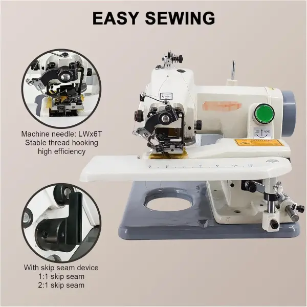 Desktop Blindstitch Sewing Machine 1250 SPM Hemmer Adjustable Stitch Ratio Metal Body for Cuffs Skirts Draperies Portable Compact Design