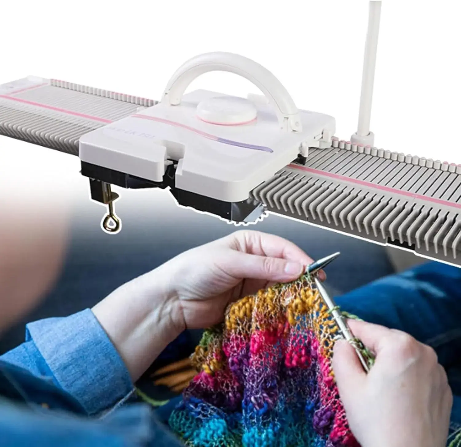 Knitting Machine Silver Reed Knitting Machine 6.5mm Mid Gauge 150 Stitches Domestic Knitting Machine with Accessories, Household Sewing Tool Set for Hand Weaving Loom for Sock Hat Scarf