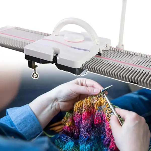 Knitting Machine Silver Reed Knitting Machine 6.5mm Mid Gauge 150 Stitches Domestic Knitting Machine with Accessories, Household Sewing Tool Set for Hand Weaving Loom for Sock Hat Scarf