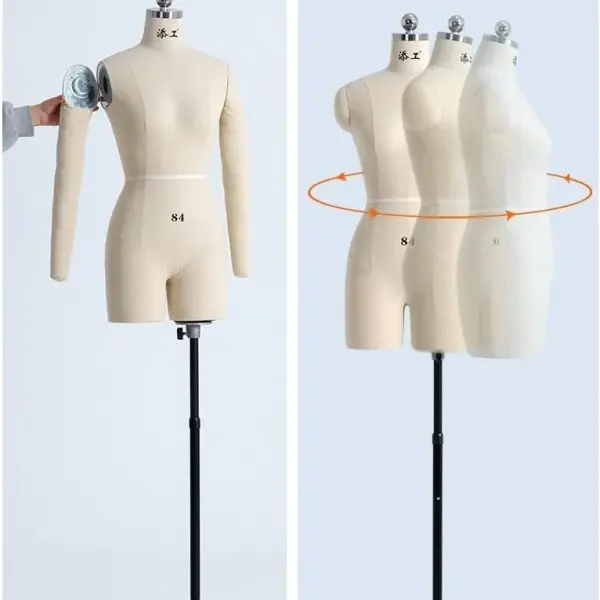 Fully Adjustable Dress Form on Wheels - Tailor Mannequin with Soft Arms for Seamstresses - Adult Size Dressmaking Tool for Sewing Projects, Crafting & Fitting