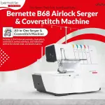 Bernette B68 Airlock Serger Sewing Machine | Adjustable Stitch Length, 1300SPM, LED Light, 5 Thread Options, Presser Foot Adjustment | Free 6 Pcs Overlock Foot Kit & 7 Pcs Coverstitch Foot Kit