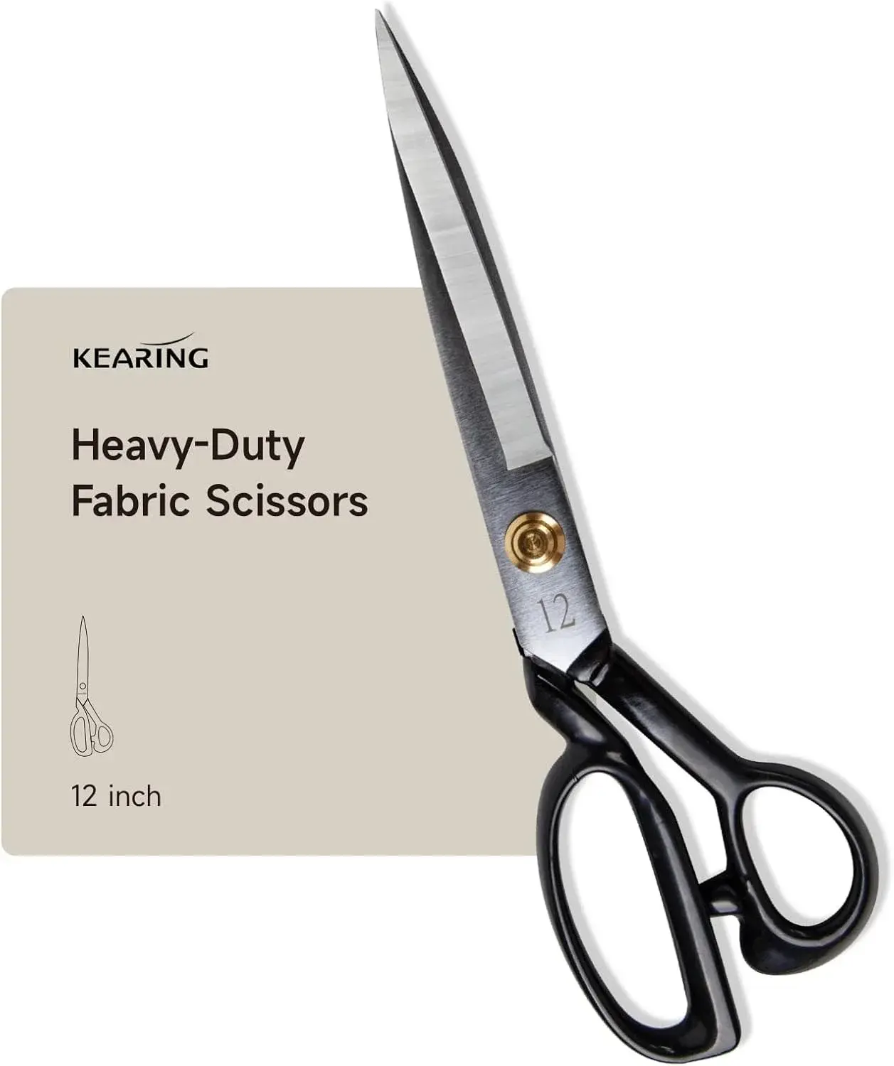 KEARING 12 Inch Heavy Duty Fabric Scissors, Professional Tailor Shears for Precision Cutting of Leather, Denim, and Multi-Layer Fabrics for Sewing, Dressmaking, Cutting - 1 lb - Right-Handed