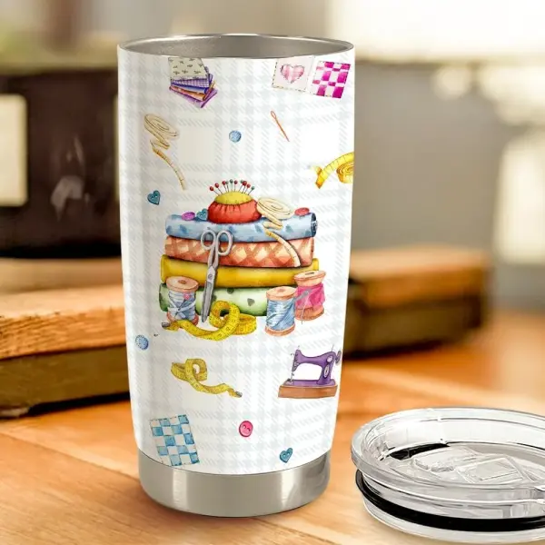SANDJEST Sewing Tumbler 20oz Stainless Steel Insulated Travel Mug Cup for Women Girls Grandma Mom Sewing Gifts for Birthday Christmas Mothers Day