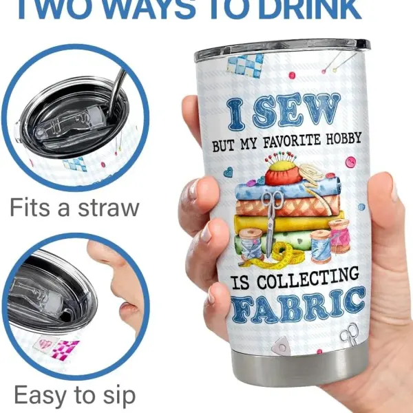 SANDJEST Sewing Tumbler 20oz Stainless Steel Insulated Travel Mug Cup for Women Girls Grandma Mom Sewing Gifts for Birthday Christmas Mothers Day