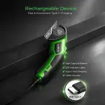 AUDRILO Electric Scissors Cordless Rechargeable Fabric Cutter, Cardboard Cutter, 4V 2000 mAh Electric Cutter, Portable Cutting Tool, USB Charging DIY Craft Tailoring for Cloth, Leather, Carpet - Green