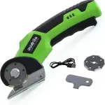 AUDRILO Electric Scissors Cordless Rechargeable Fabric Cutter, Cardboard Cutter, 4V 2000 mAh Electric Cutter, Portable Cutting Tool, USB Charging DIY Craft Tailoring for Cloth, Leather, Carpet - Green