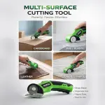 AUDRILO Electric Scissors Cordless Rechargeable Fabric Cutter, Cardboard Cutter, 4V 2000 mAh Electric Cutter, Portable Cutting Tool, USB Charging DIY Craft Tailoring for Cloth, Leather, Carpet - Green