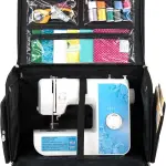 Everything Mary 4 Wheels Collapsible Deluxe Sewing Machine Storage Case - Rolling Trolley Carrying Bag for Brother, Singer