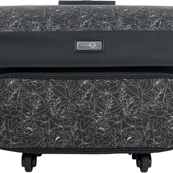 Everything Mary 4 Wheels Collapsible Deluxe Sewing Machine Storage Case - Rolling Trolley Carrying Bag for Brother, Singer