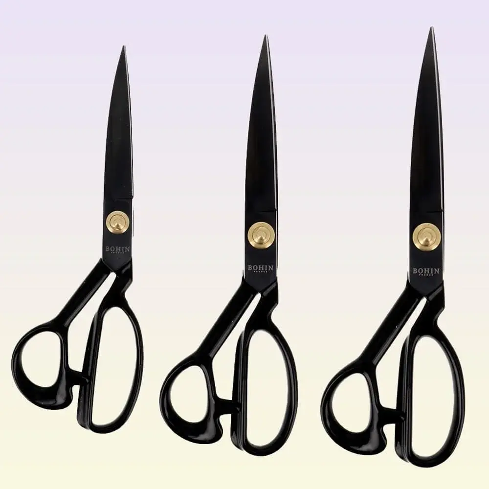 BOHIN France - BOHIN France High-Carbon Steel Black (25.5cm) Professional Tailoring Scissor with Rubber Coated Handle - 1 Piece