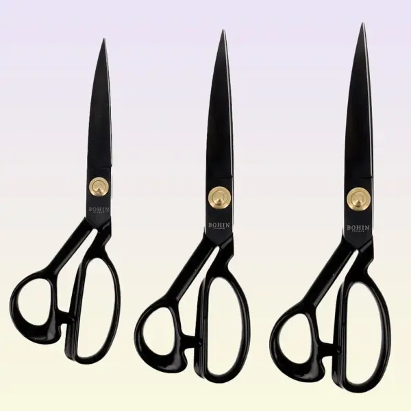 BOHIN France - BOHIN France High-Carbon Steel Black (25.5cm) Professional Tailoring Scissor with Rubber Coated Handle - 1 Piece